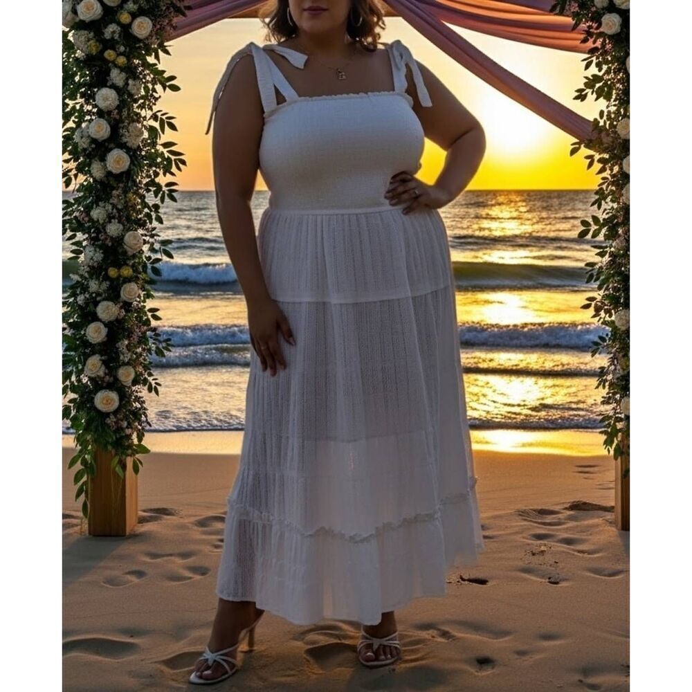 City Chic Dress Summer Tie Ivory Maxi Bridal Women's Plus Size NWT